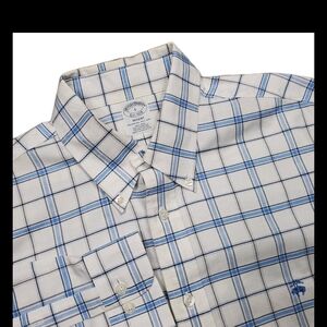 Brooks Brothers Regent Button Up Shirt Mens Large Plaid Non Iron Supima Cotton